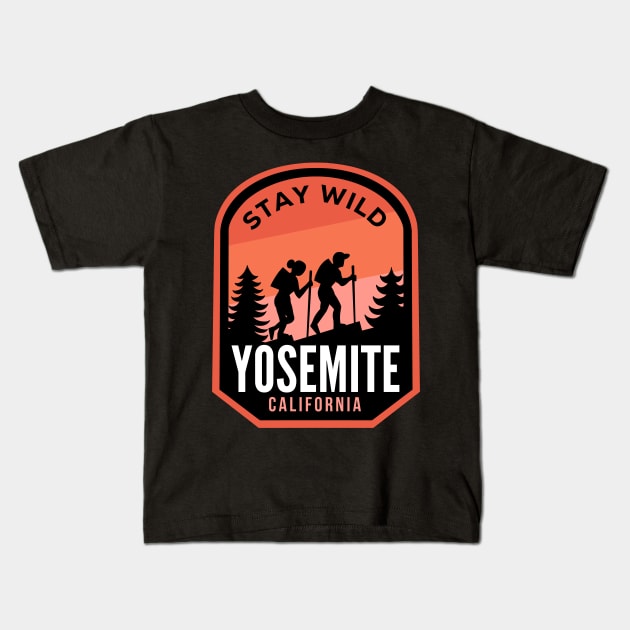 Yosemite California Hiking in Nature Kids T-Shirt by HalpinDesign